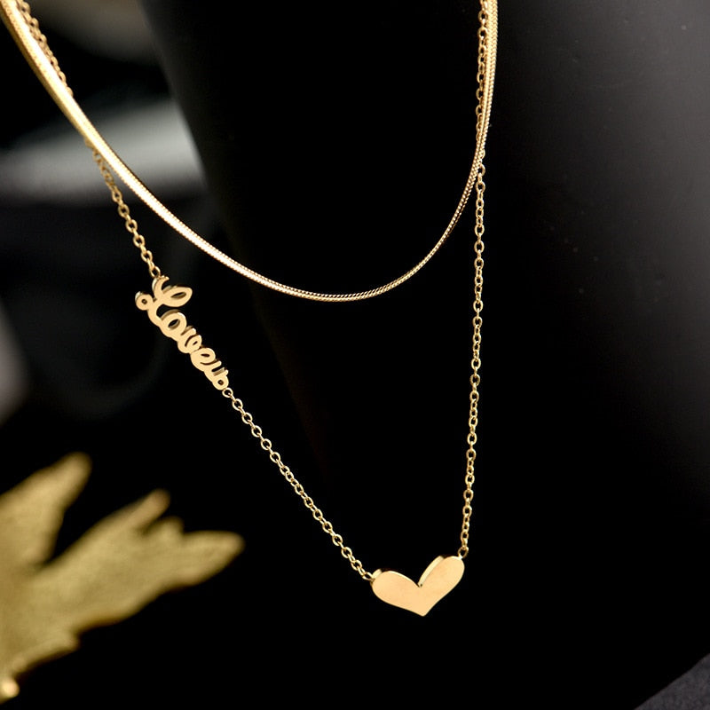 Colar Feminino Duplo Amor