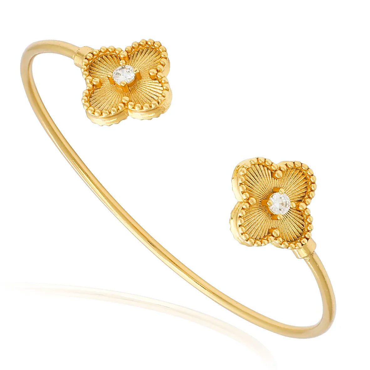 Bracelete Trevo 4 Folhas Van Cleef Folheado a Ouro 18k