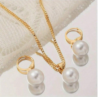 Conjunto de Joias Vintage de Pérolas