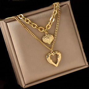 Colar Duplo Dois Amores Banhado a Ouro 18k