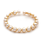 Bracelete de Pérolas de Agua Doce Banhado a Ouro