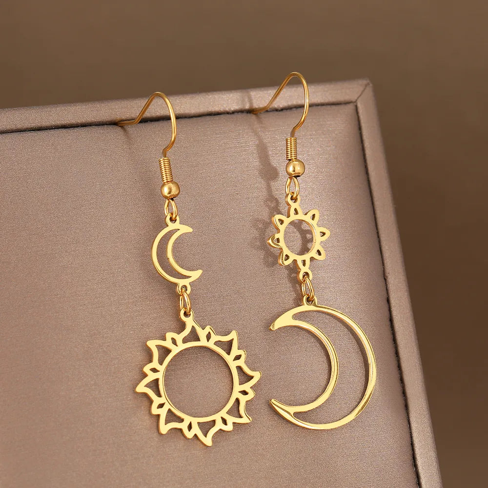 Brinco Pendente Sol Lua
