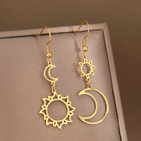 Brinco Pendente Sol Lua