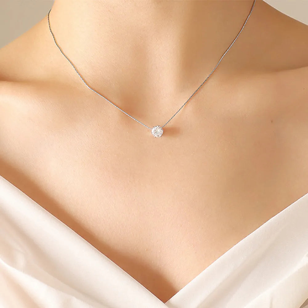 Colar Minimalista Cristal Solitário
