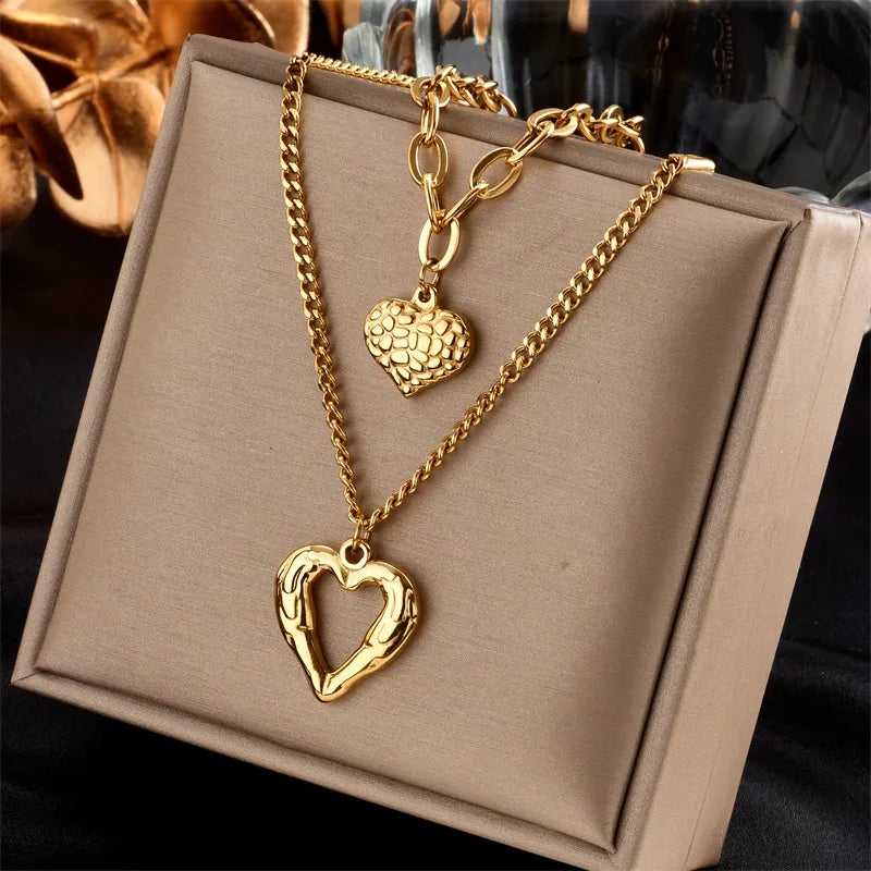 Colar Duplo Dois Amores Banhado a Ouro 18k