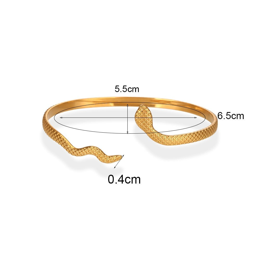 Pulseira Feminina Serpente Banhada a Ouro