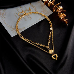Colar Duplo Dois Amores Banhado a Ouro 18k