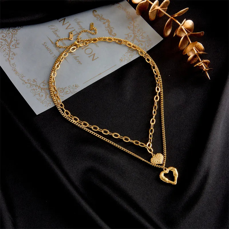 Colar Duplo Dois Amores Banhado a Ouro 18k