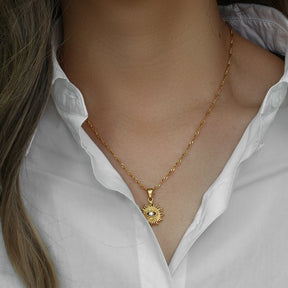 Colar Dourado Sol Olho Grego