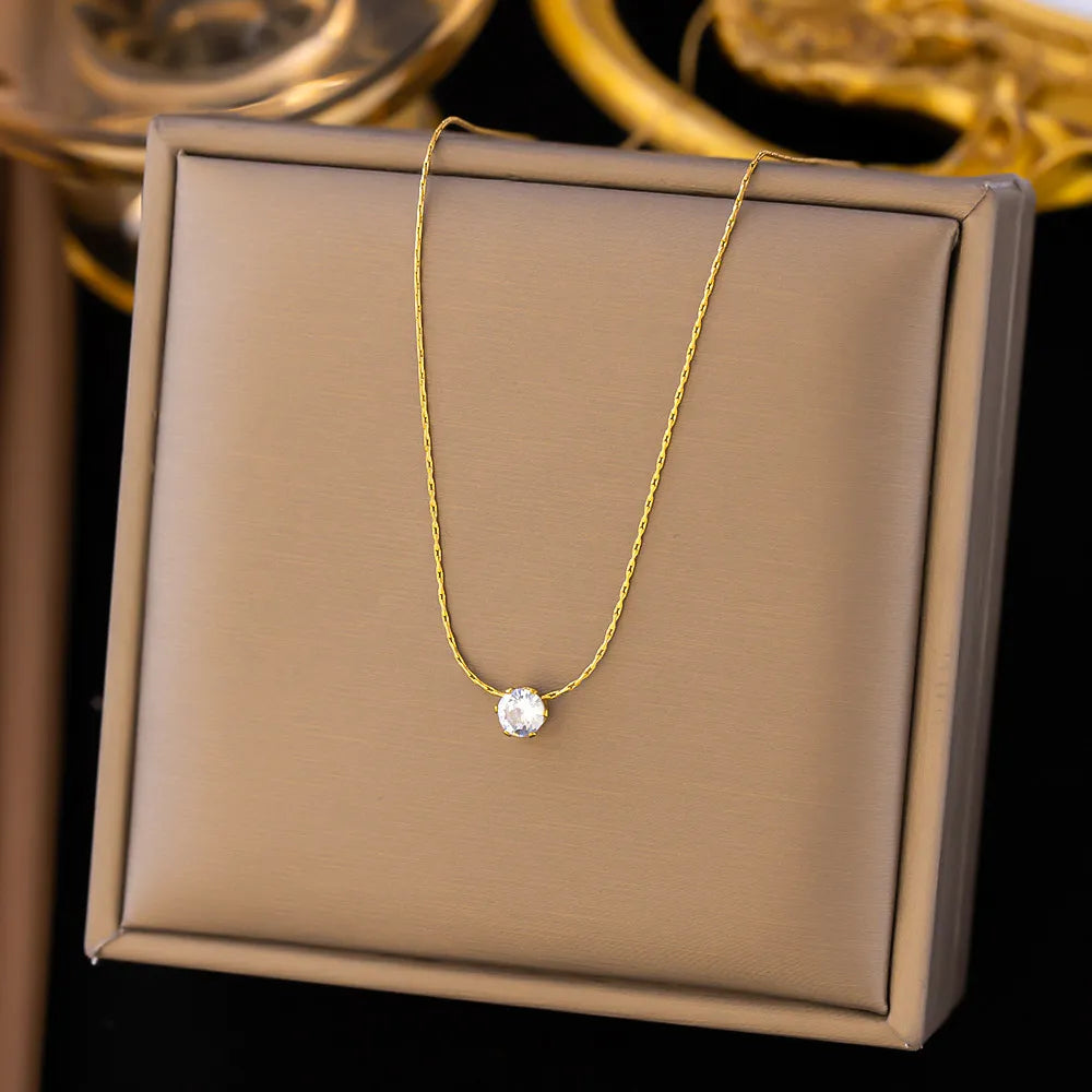 Colar Minimalista Cristal Solitário