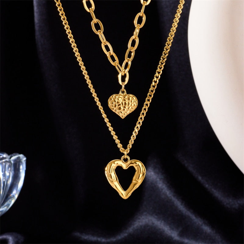Colar Duplo Dois Amores Banhado a Ouro 18k