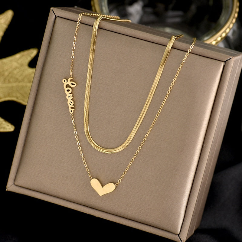 Colar Feminino Duplo Amor
