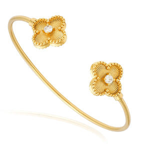 Bracelete Trevo 4 Folhas Van Cleef Folheado a Ouro 18k